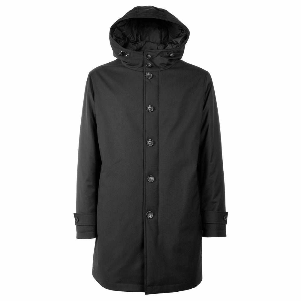 Made in Italy Black Wool Men Jacket Men Coats With Hood