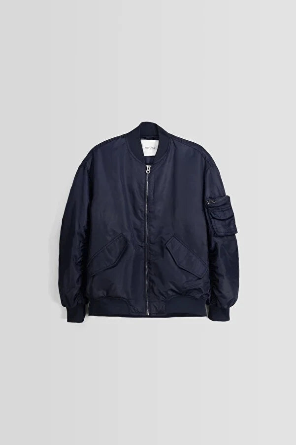 Bershka Women's Bomber model nylon blend puffer Coat Montgomery Duffle Coats