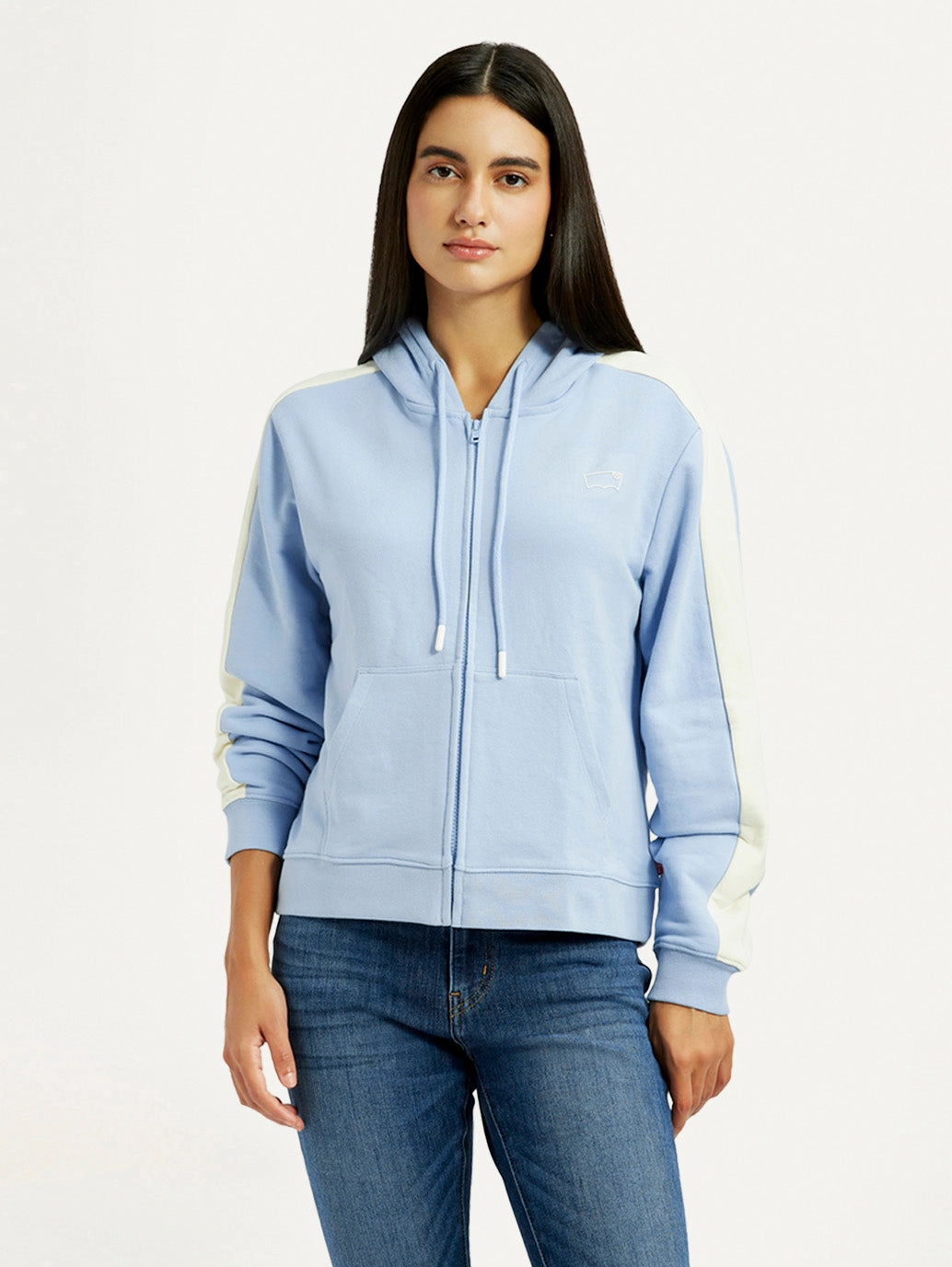 Women's Striped Light Blue Hooded Sweatshirt Farm Rio Sweatshirts