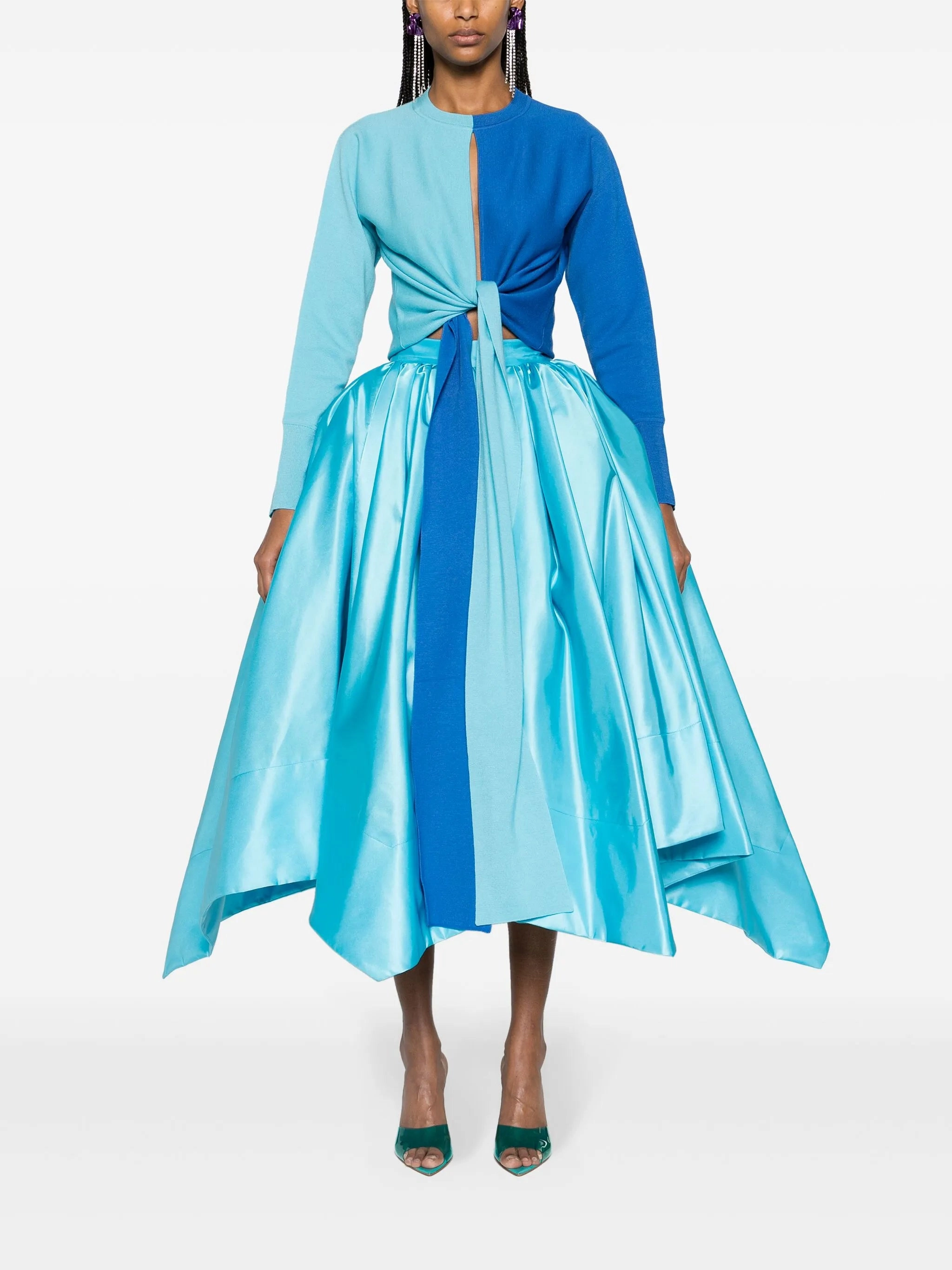 Black Sheep Knitwear colour-block self-tie jumper