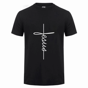 Best Personalized T Shirts Jesus Cross Short Sleeve Letters print Men T-shirts
