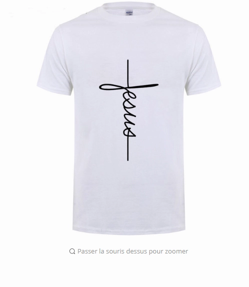 Jesus Cross Short Sleeve Letters print Men T-shirts