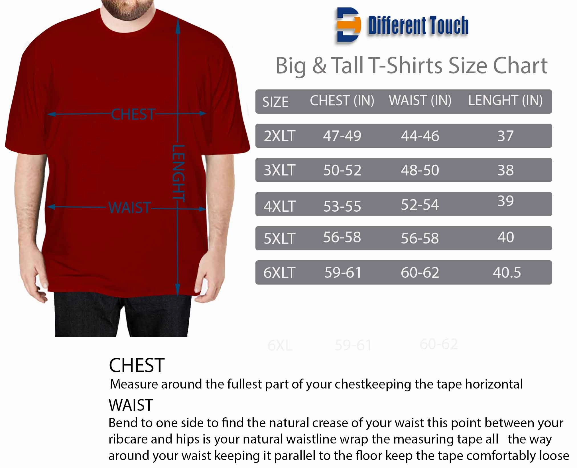 Crew Neck Short Sleeve T-Shirts | Big & Tall USA Assorted 100% Cotton | Men's (6 Pairs) Cheap T Shirts Near Me