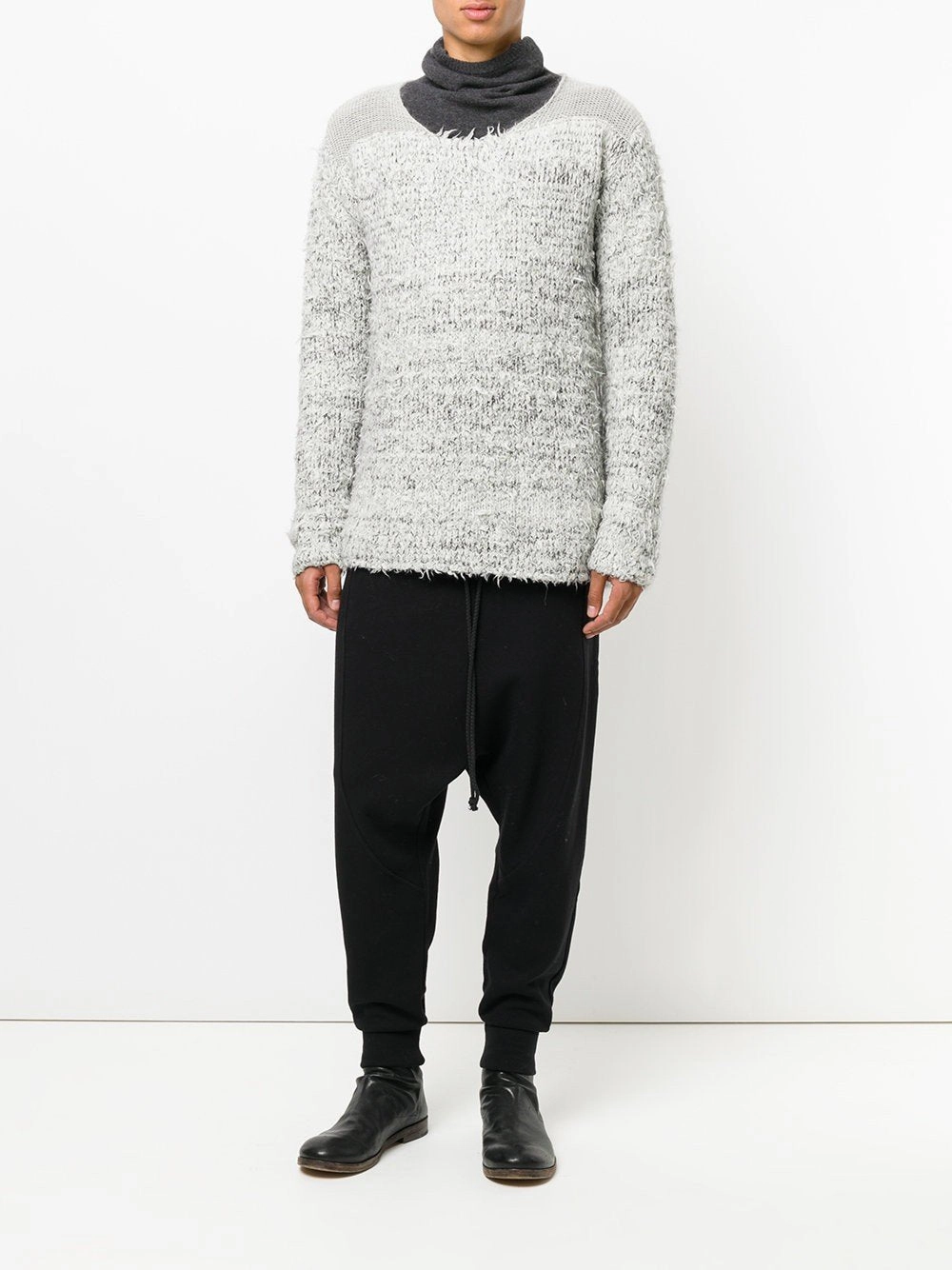 Crew Sweater Ecru Melange Designer Handmade Knitwear Rental