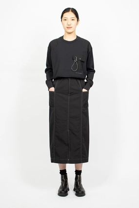 Crinkled Nylon Skirt Black 