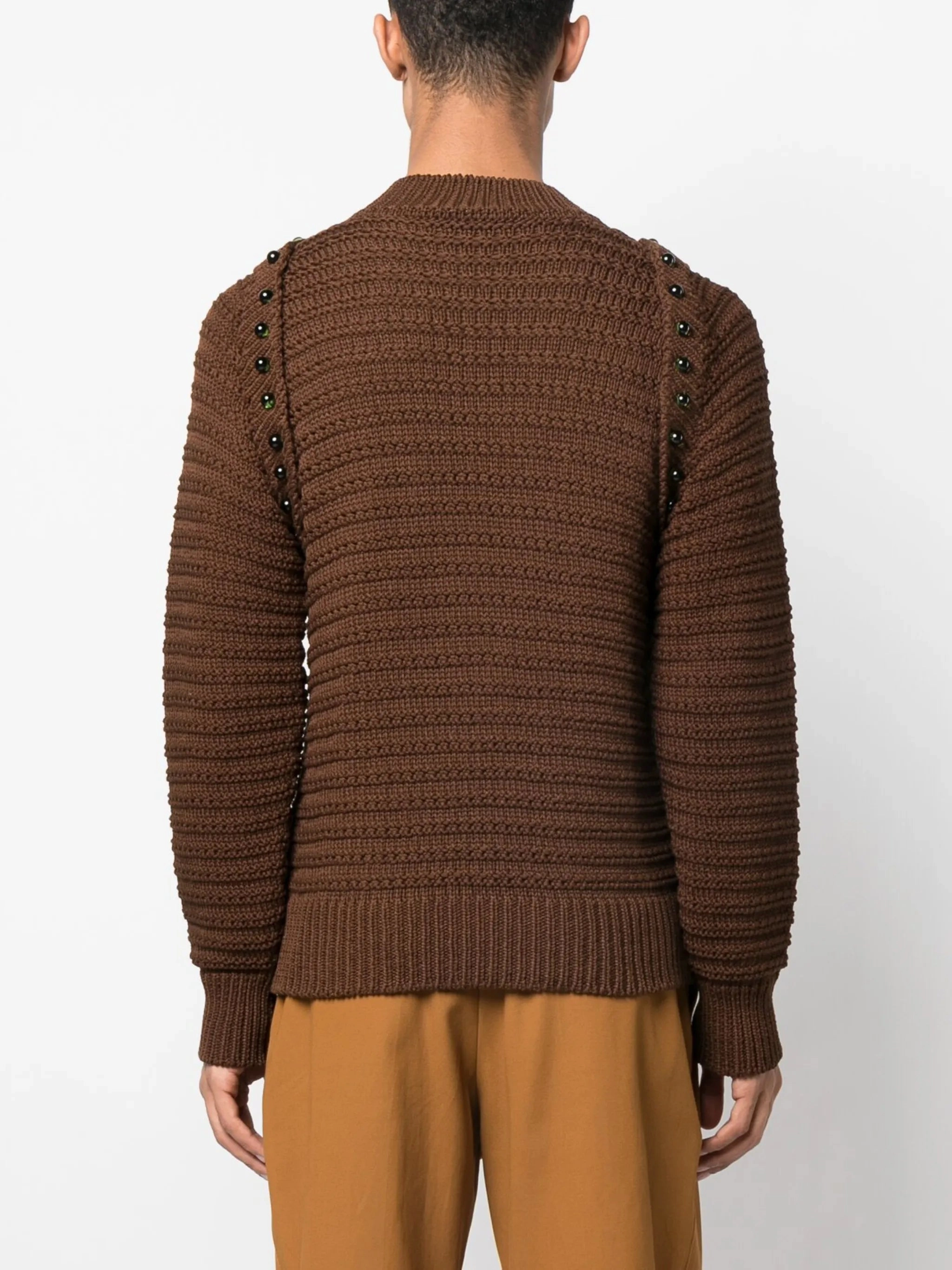 crochet-knit layered cotton jumper Hawick Knitwear Website