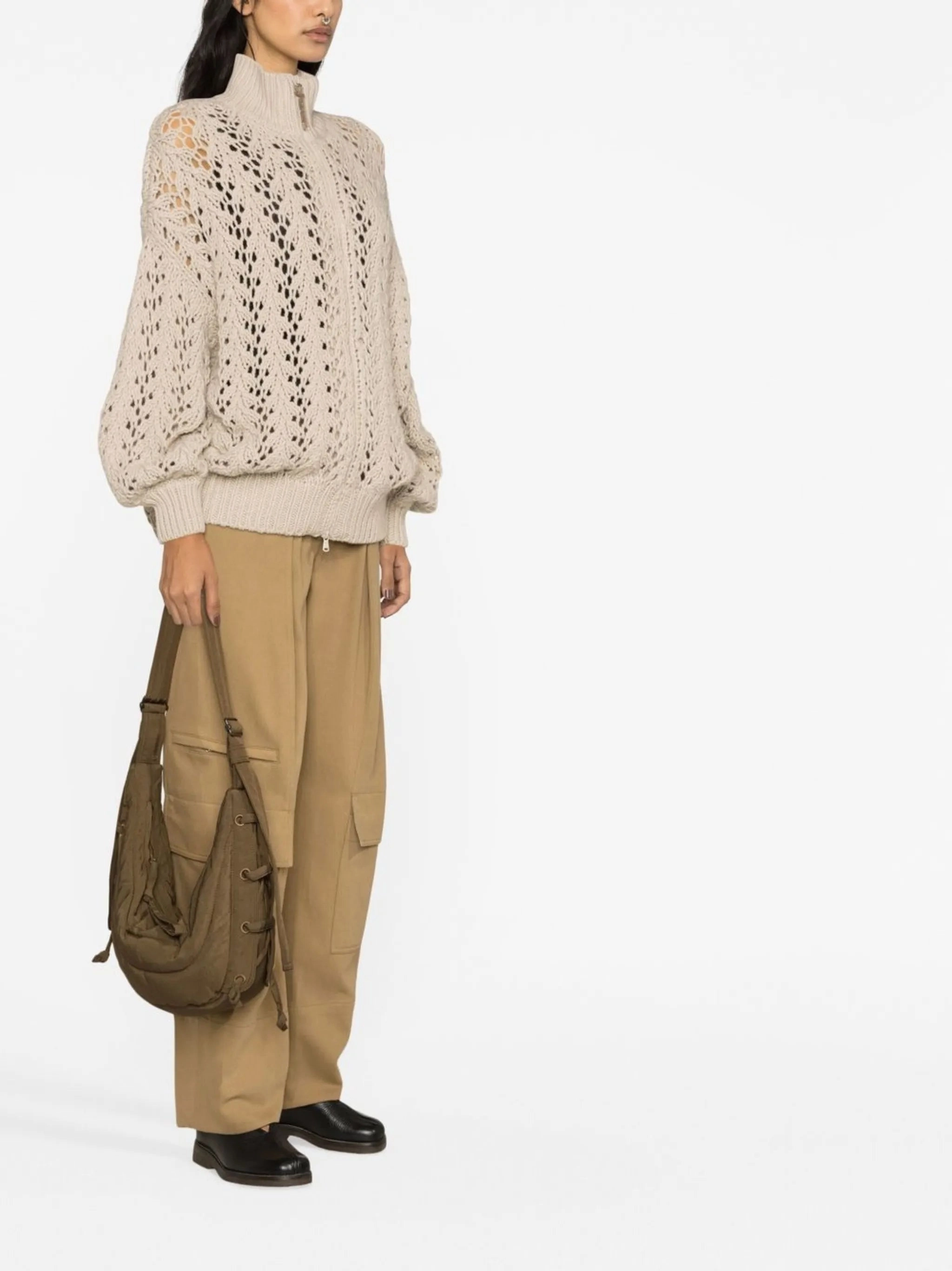 crochet zip-up cardigan Cornish Knitwear