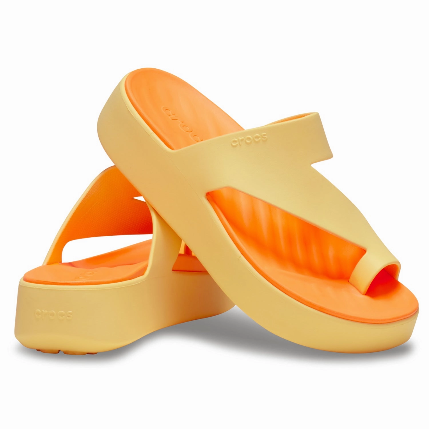 Crocs Getaway Platform Toe Loop (210834) - Golden Hour Sunset Flip Flops