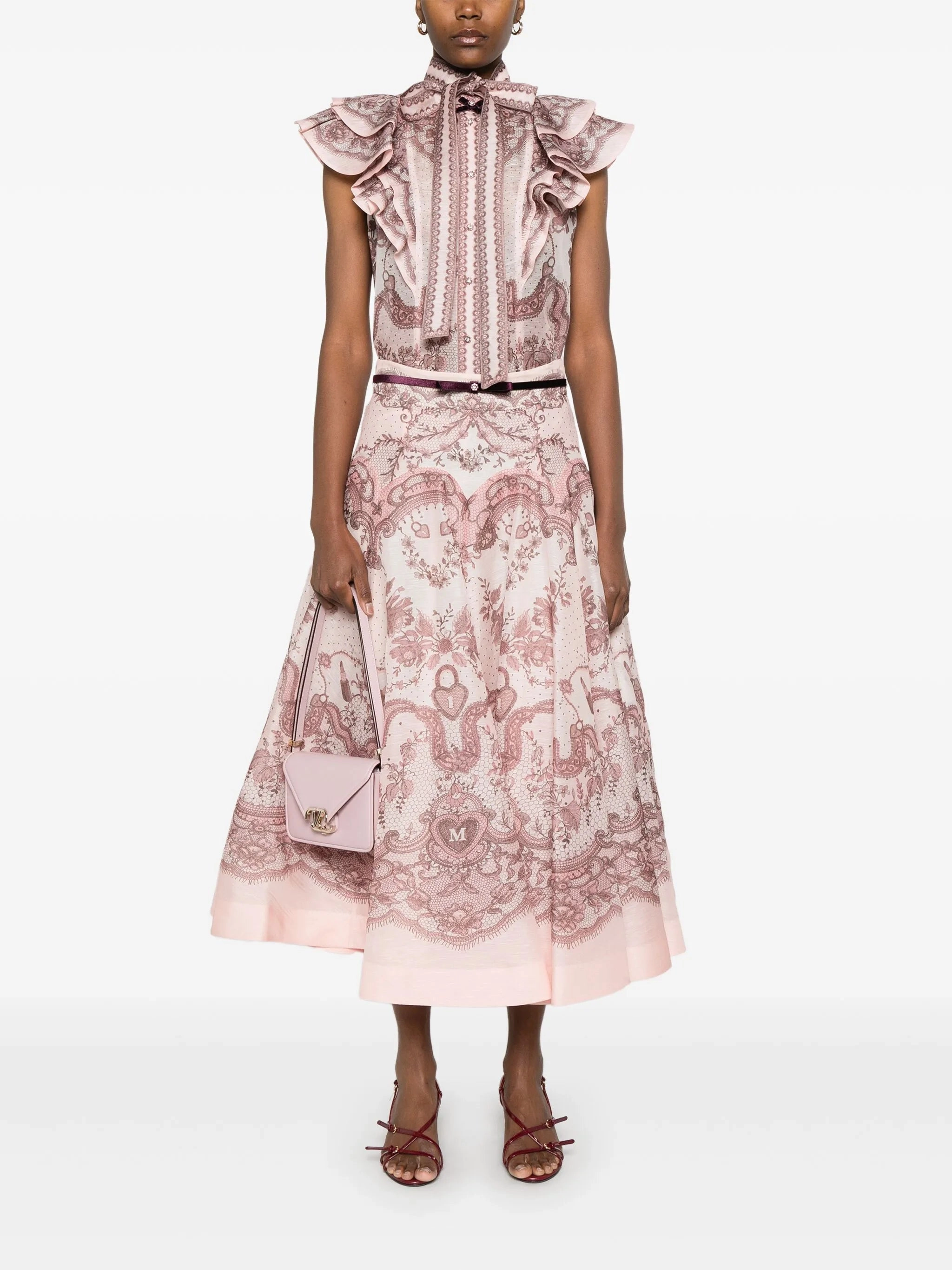 Burgundy Dress Burgundy Crush flared midi skirt