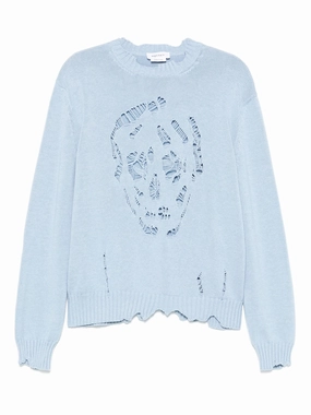 Version Knitwear distressed skull sweater