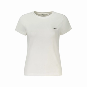 Pepe Jeans White Cotton Women T-Shirt Fast T Shirts