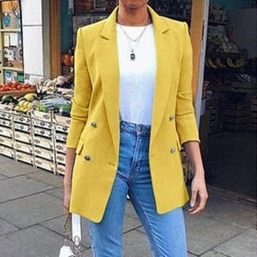 Cysincos Slim Blazer Women 2019 Fashion Autumn Casual Jacket Female Office Lady Suit Solid Turn-down Collar Blazer Coat Tops Leather Motorcycle Riding Jackets