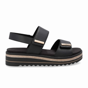 Remonte Jocelyn D0Q59 Wedge Sandal (Women) - Black Sandals Nails Sylvania