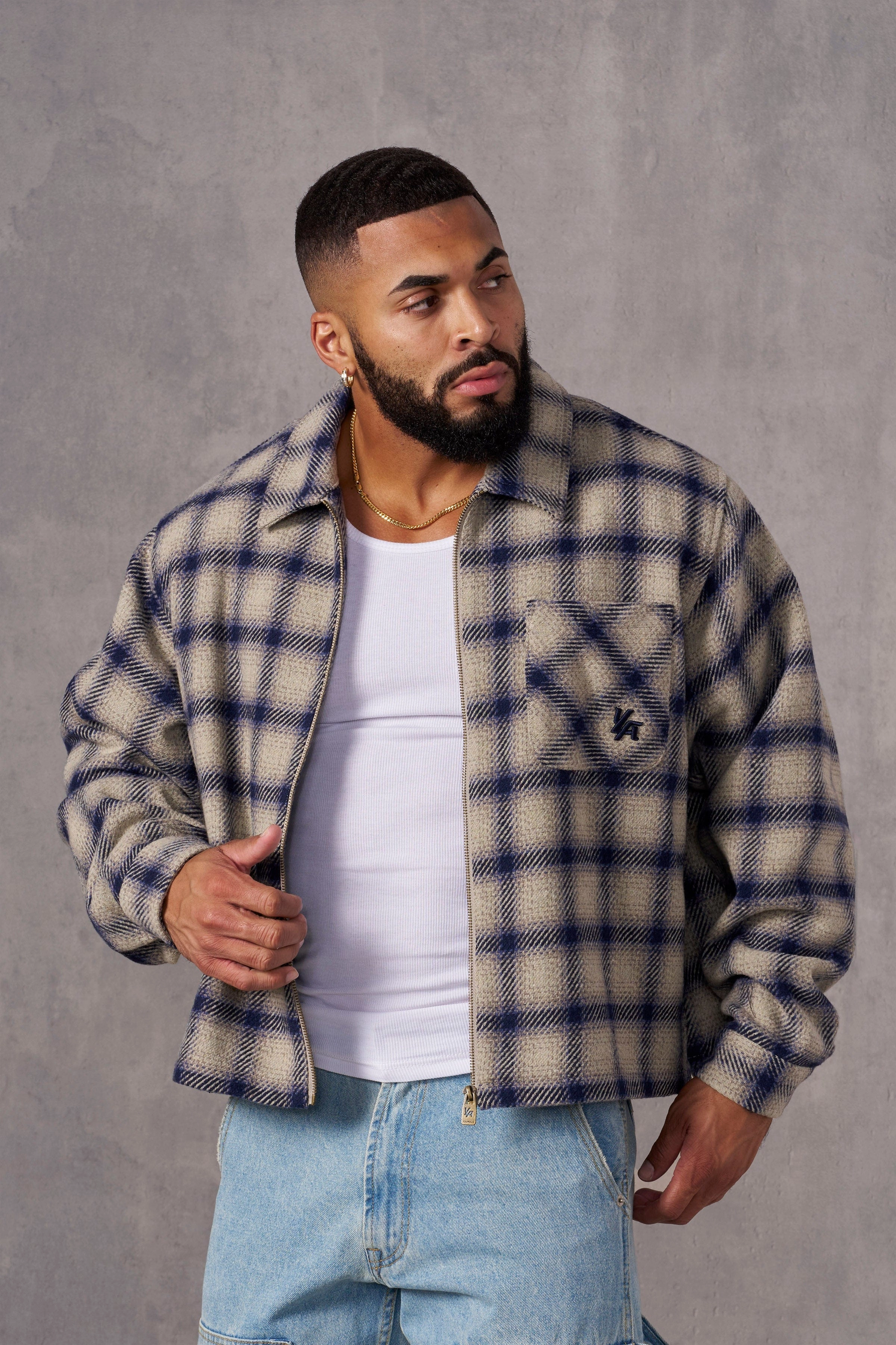 Varisty Jackets Youngla 5002 - Highlander Flannel Jackets Blue/Off-White