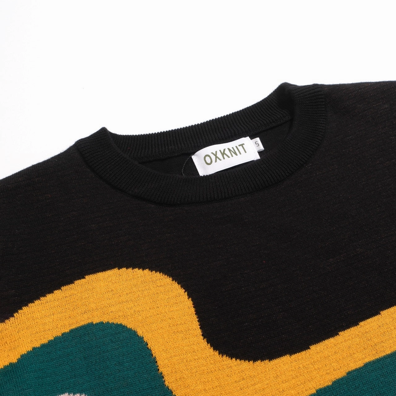 Women's black wavy jacquard retro knitwear Finisterre Knitwear