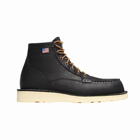 Heel Pain From Work Boots Danner Men's Bull Run Moc Toe Work Boots  6" Black | USA-Made Oil-Resistant Full-Grain Leather Moc Toe Boots with Wedge Outsole