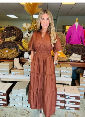 Wells Cotton Midi Dress DASH OF CHOCOLATE DRESS*WINTER SALE*