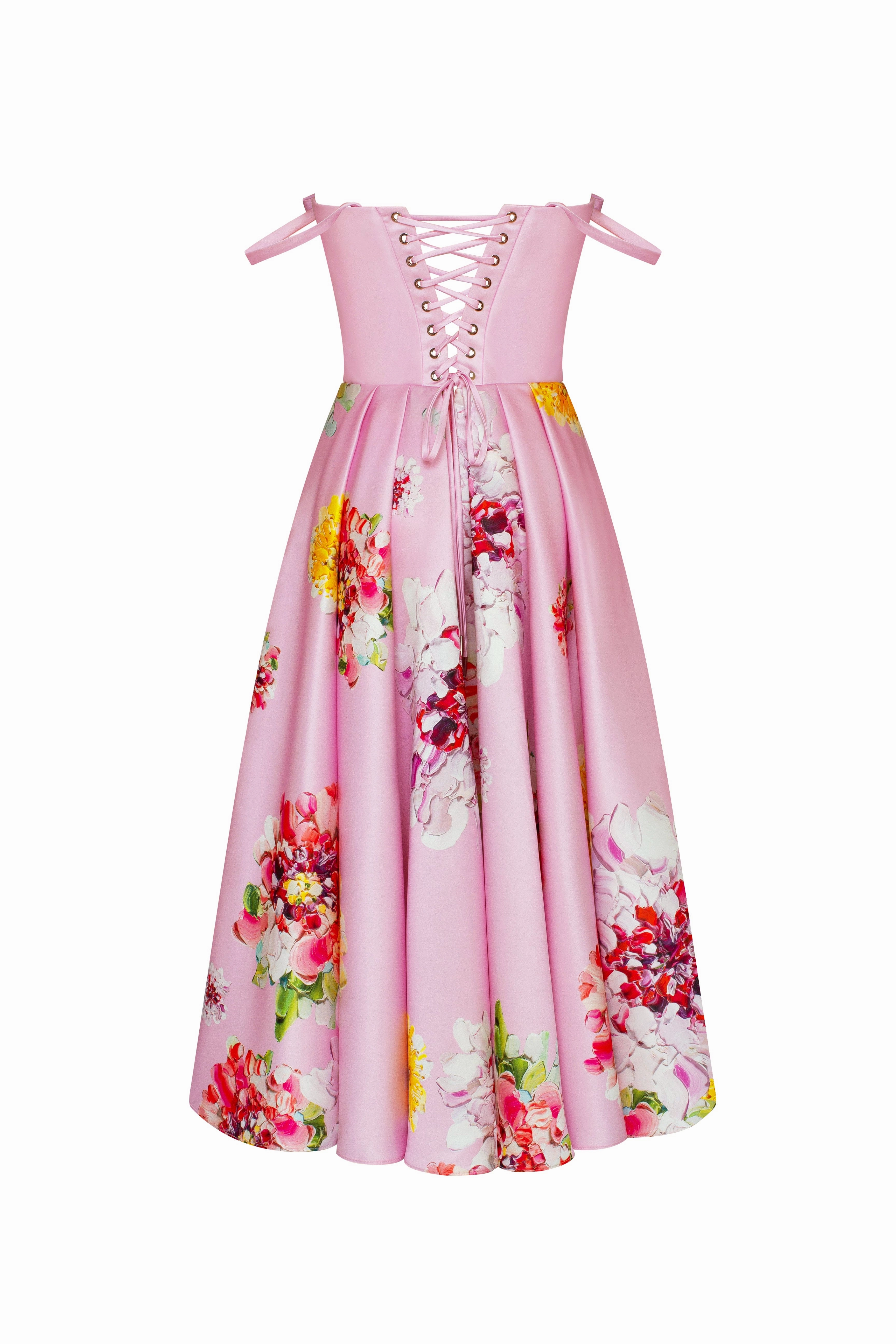 Emerald Cocktail Dress Tea-length pastel pink floral dress, Glow-Up