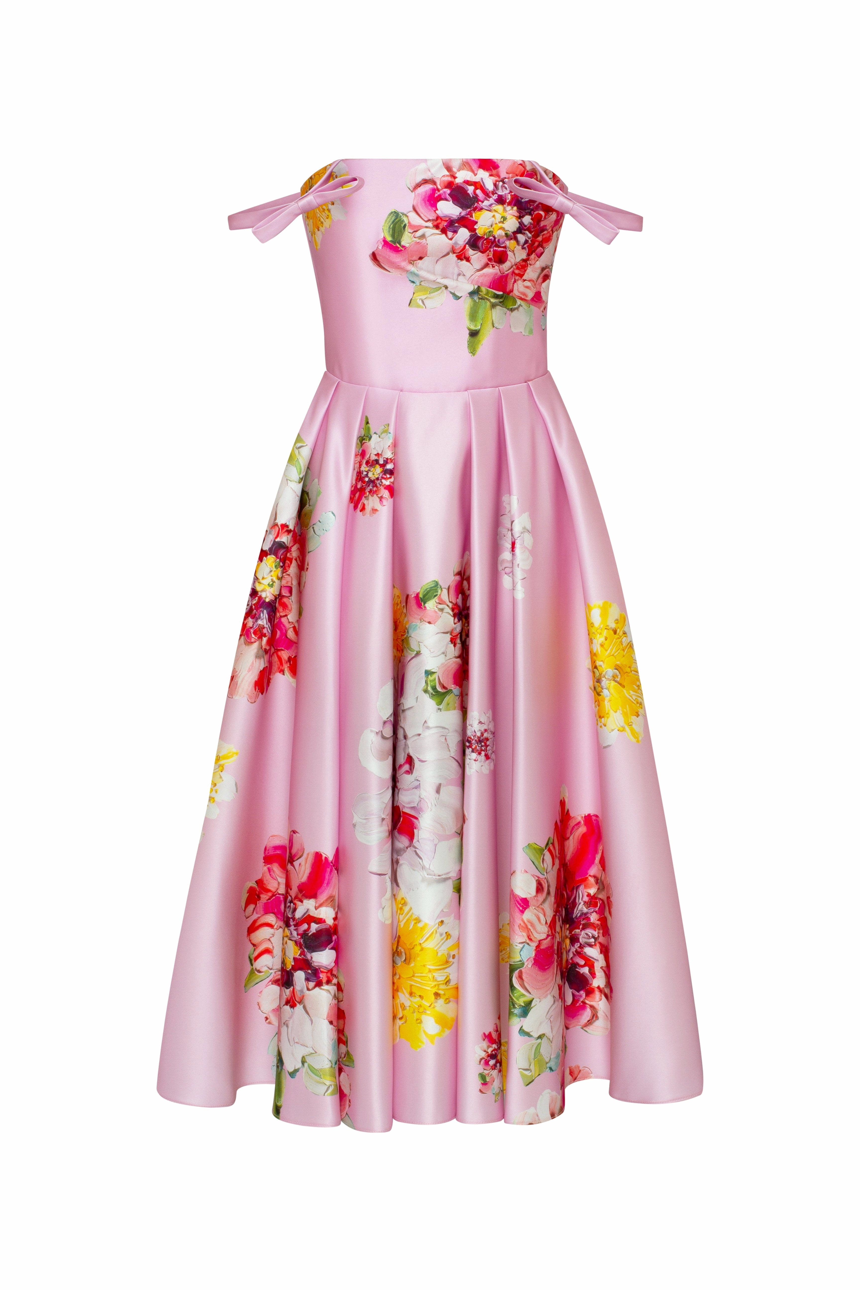 Bridal Dress Topper Tea-length pastel pink floral dress, Glow-Up