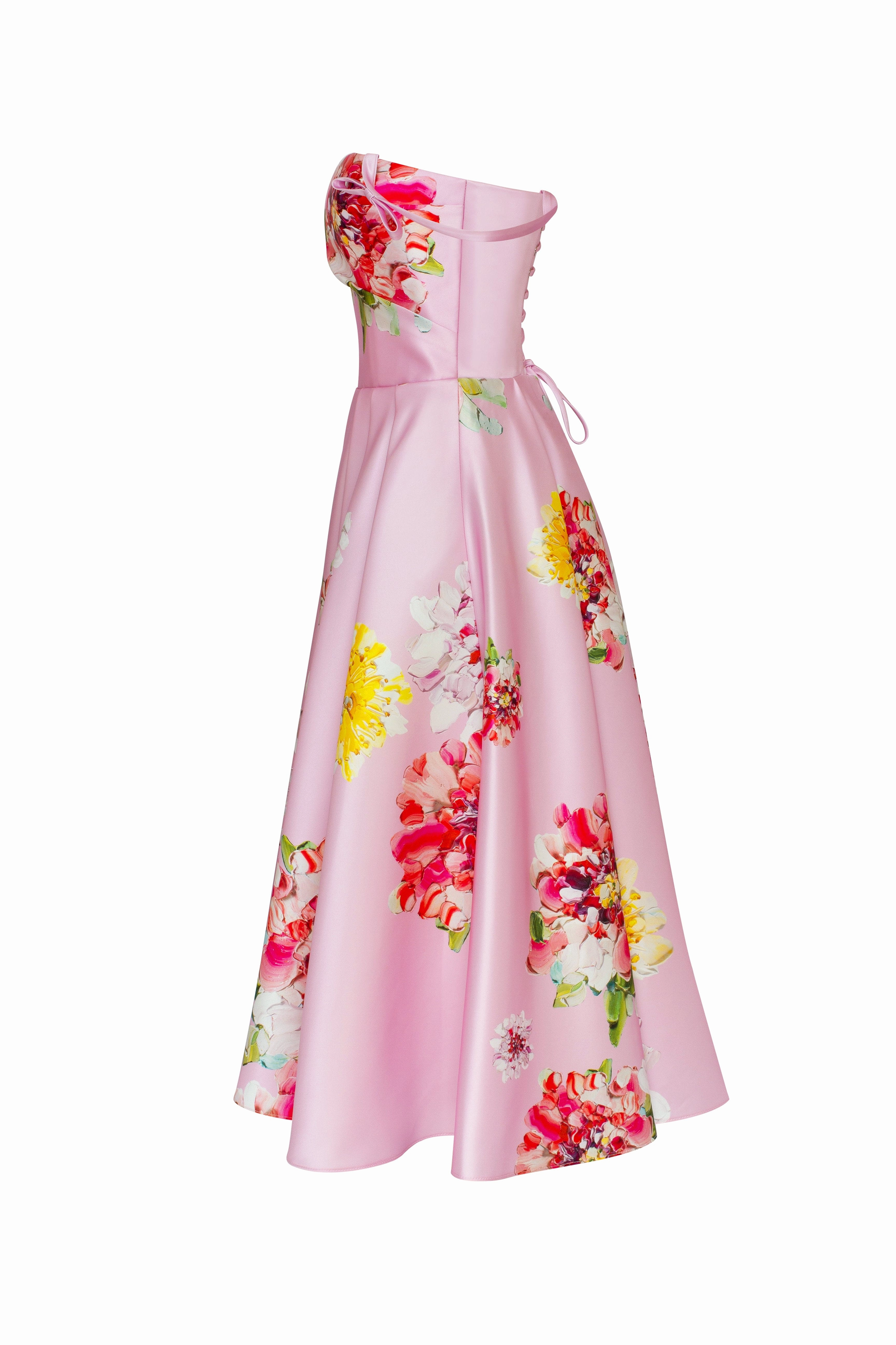 Tea-length pastel pink floral dress, Glow-Up Sleevless Dress