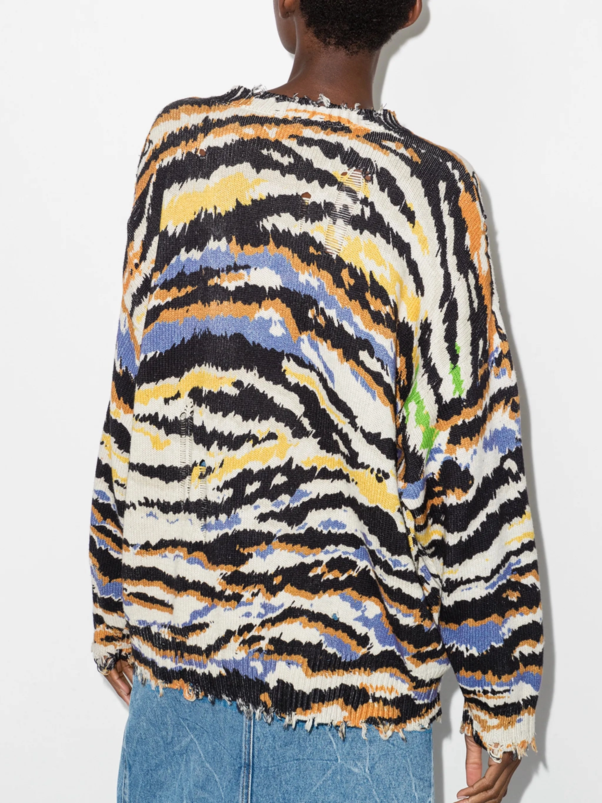 La Ligne Knitwear deconstructed zebra pattern jumper