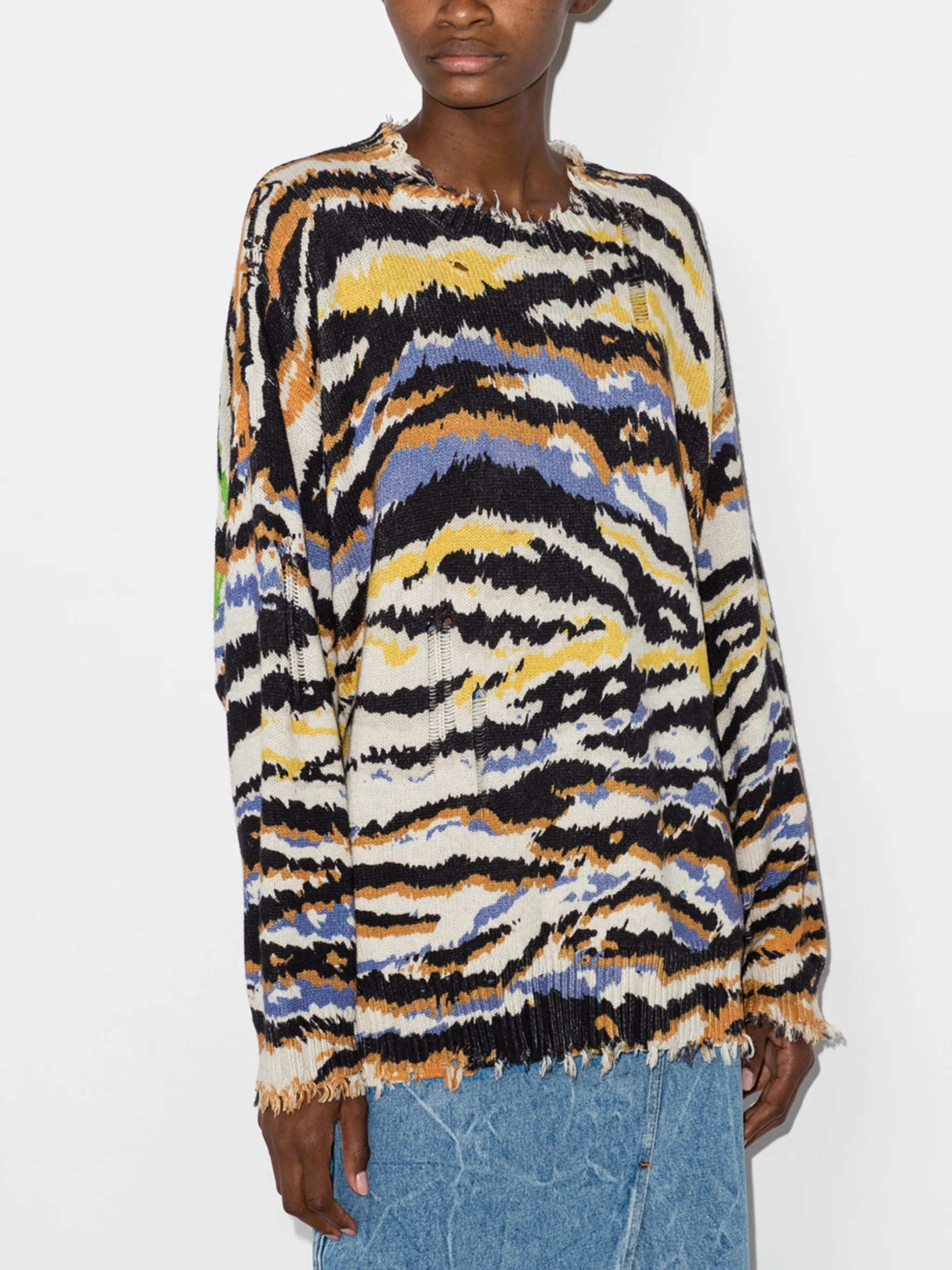 Wolsey Knitwear deconstructed zebra pattern jumper