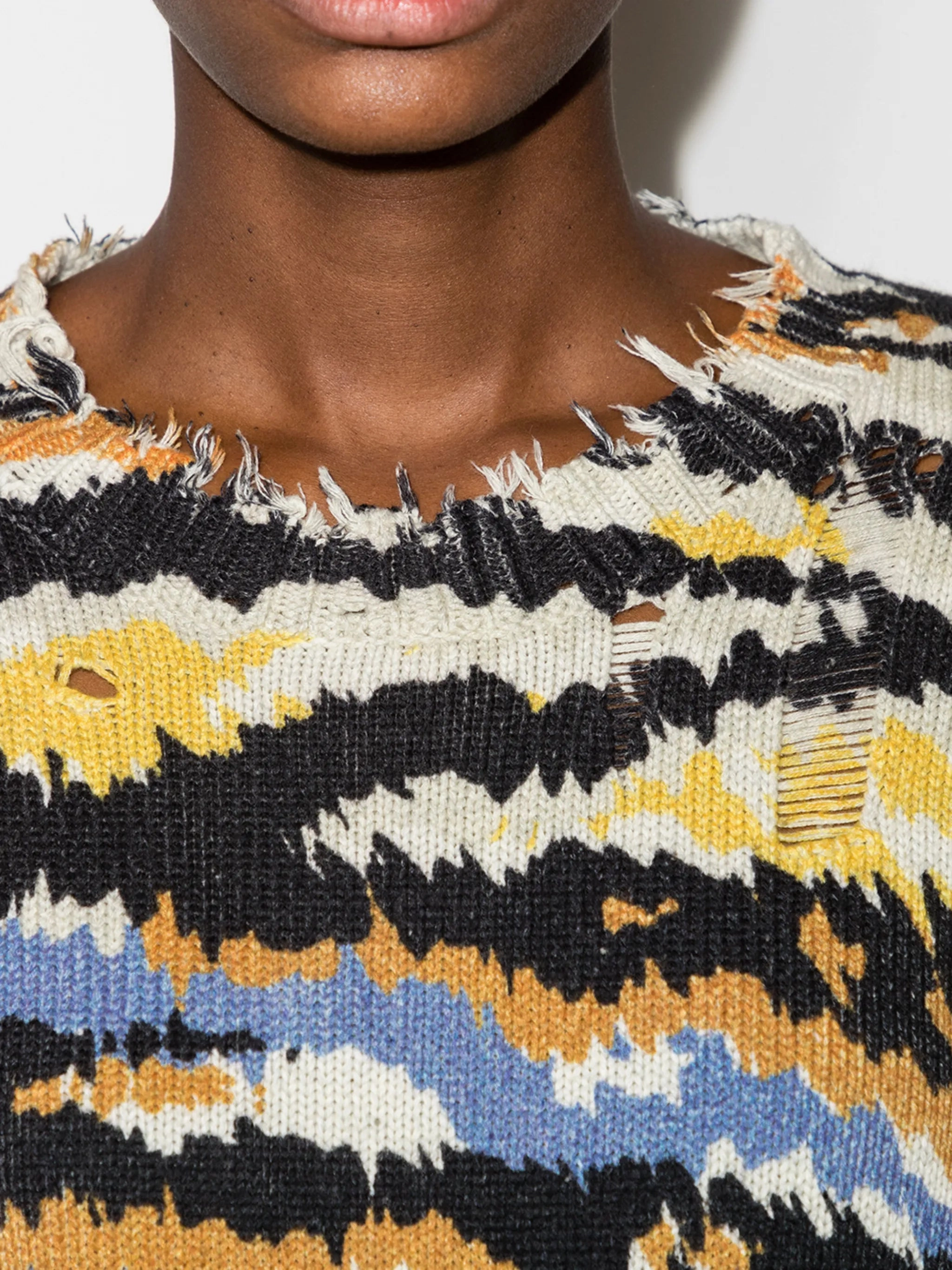 France Sales Knitwear deconstructed zebra pattern jumper