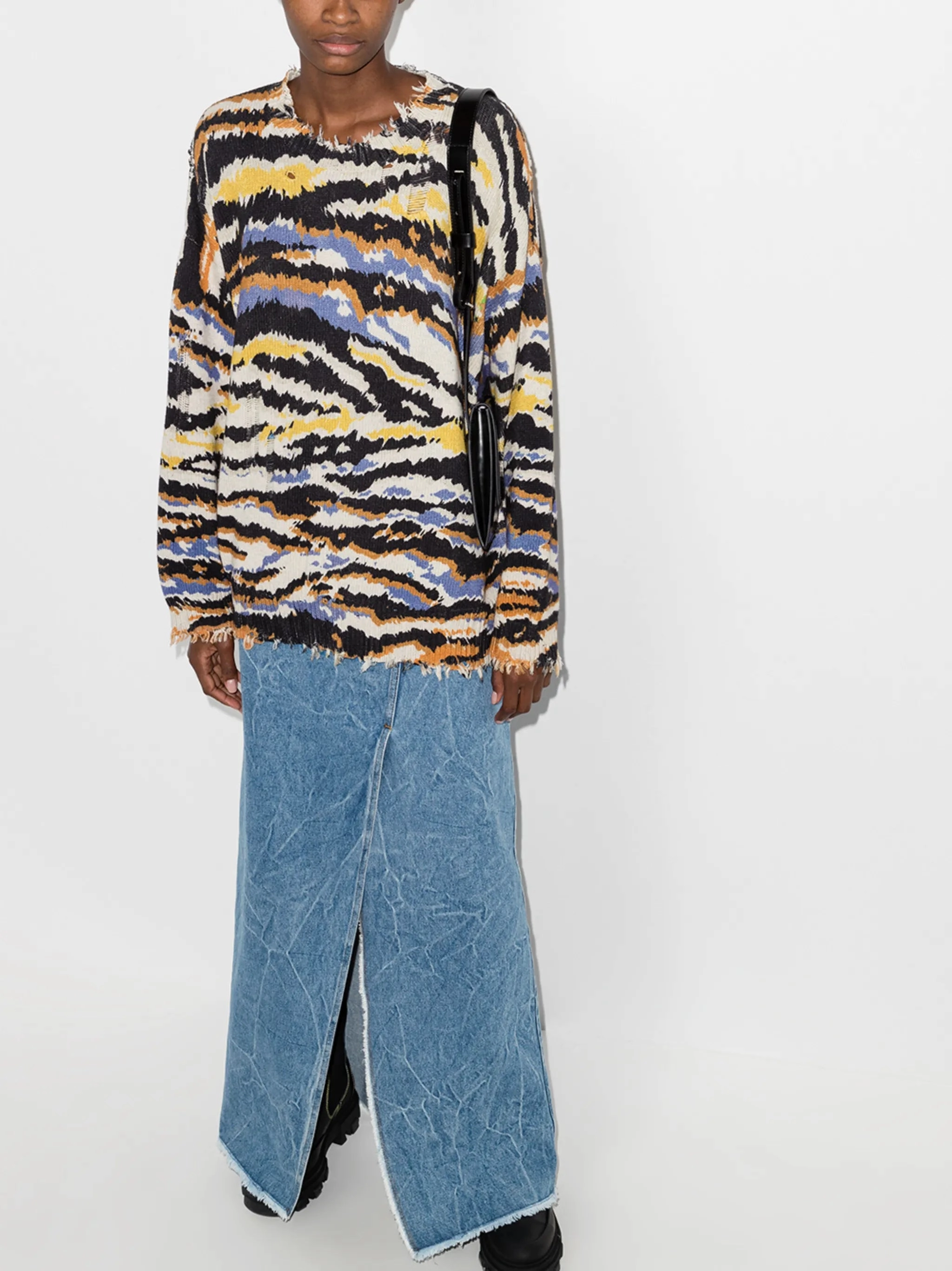 Outdoor Knitwear deconstructed zebra pattern jumper