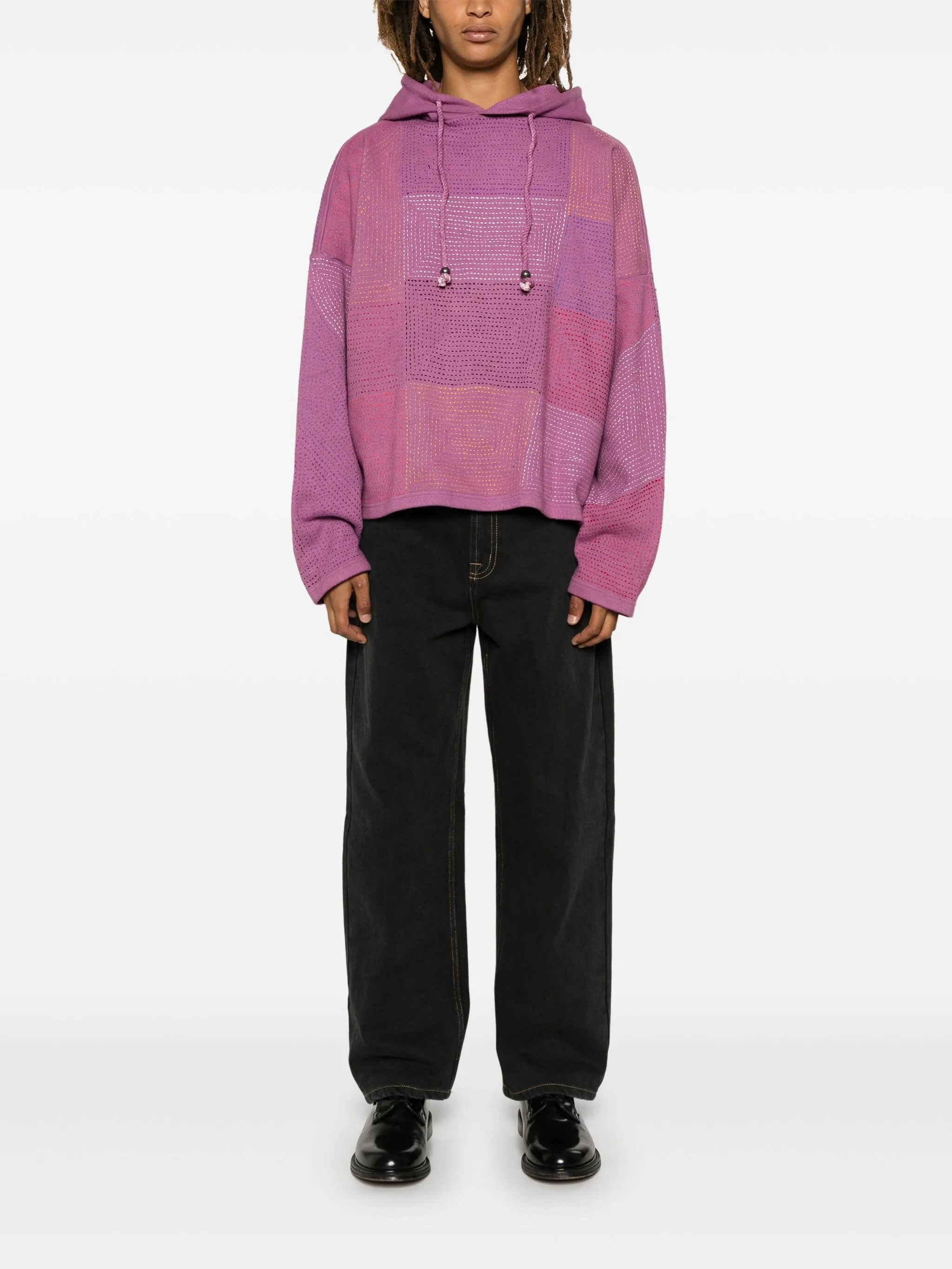 decorative-stitching hoodie Jennifer Kent Knitwear