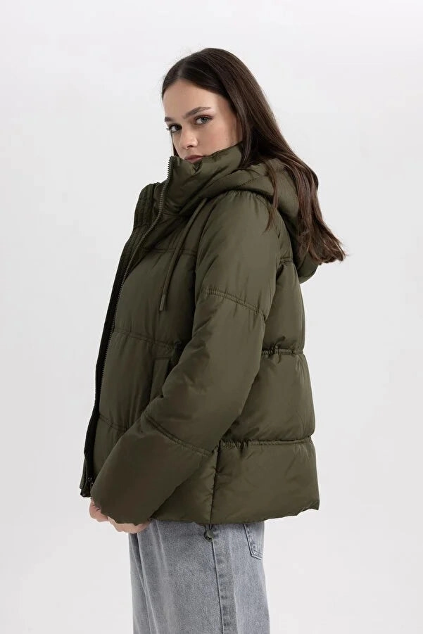 Defacto Women's Waterproof Hooded Faux Fur Puffer Coats Best Coats For London Winter