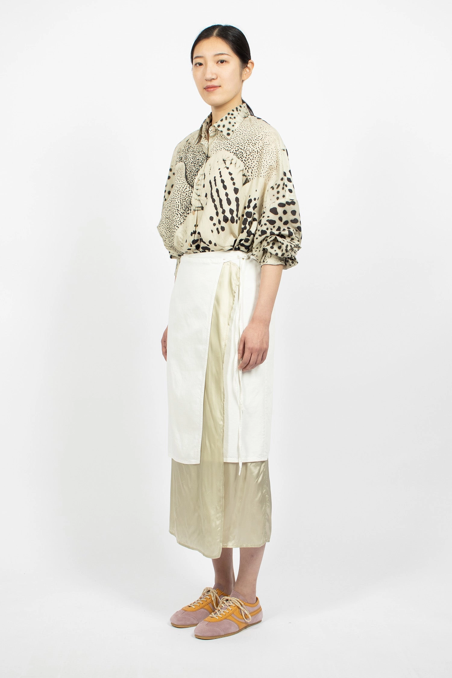 Denim Wrap Skirt Off-White