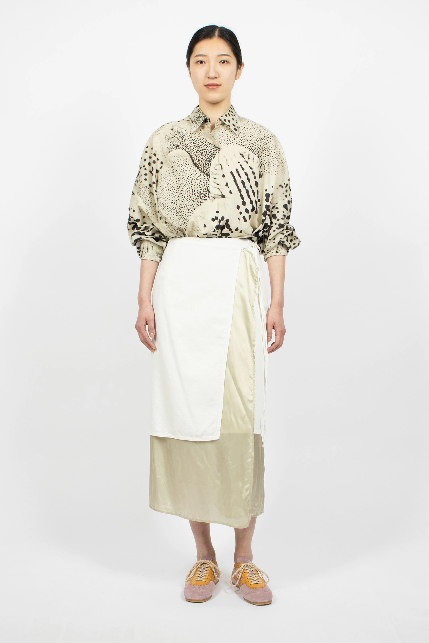 Denim Wrap Skirt Off-White 