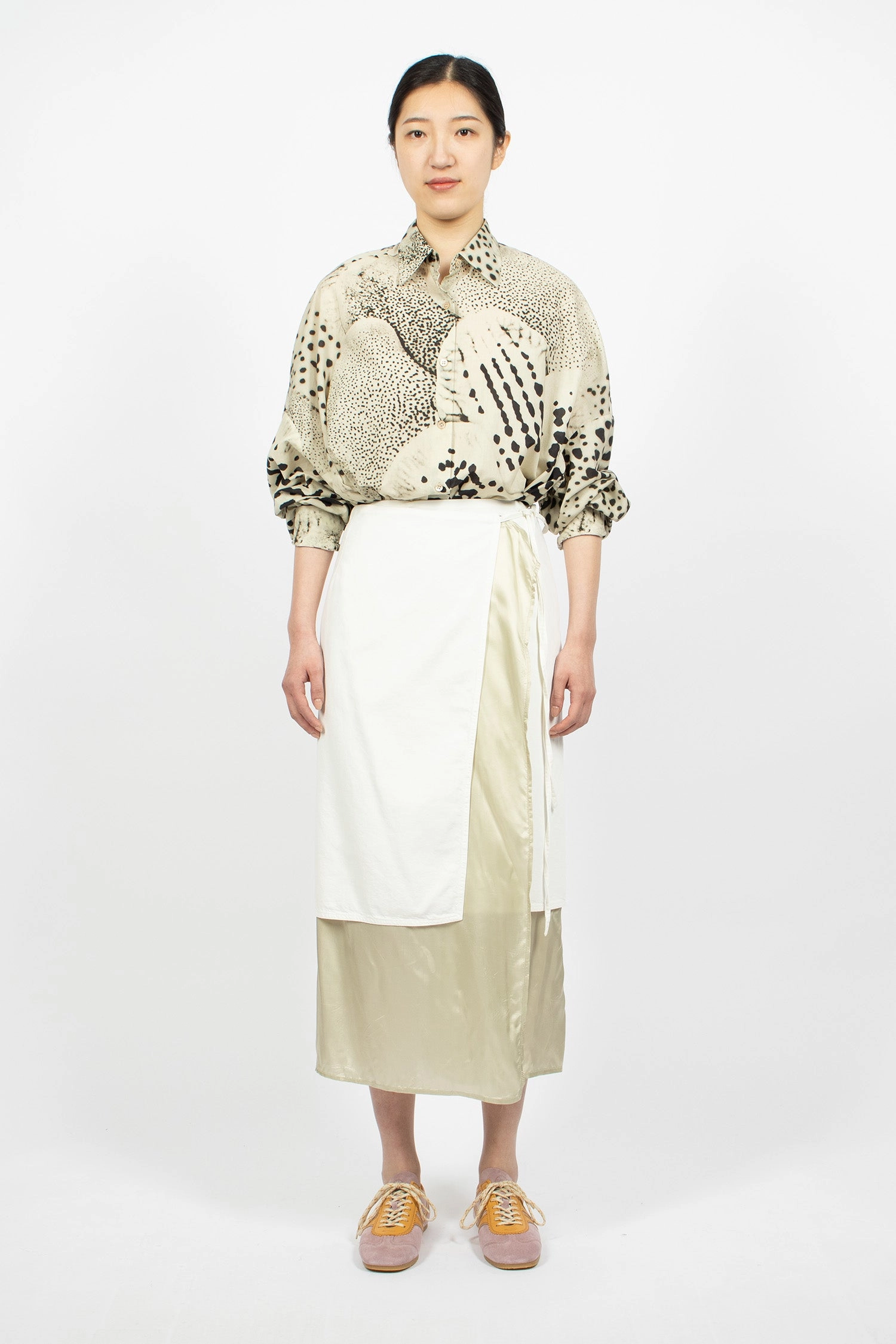 Denim Wrap Skirt Off-White