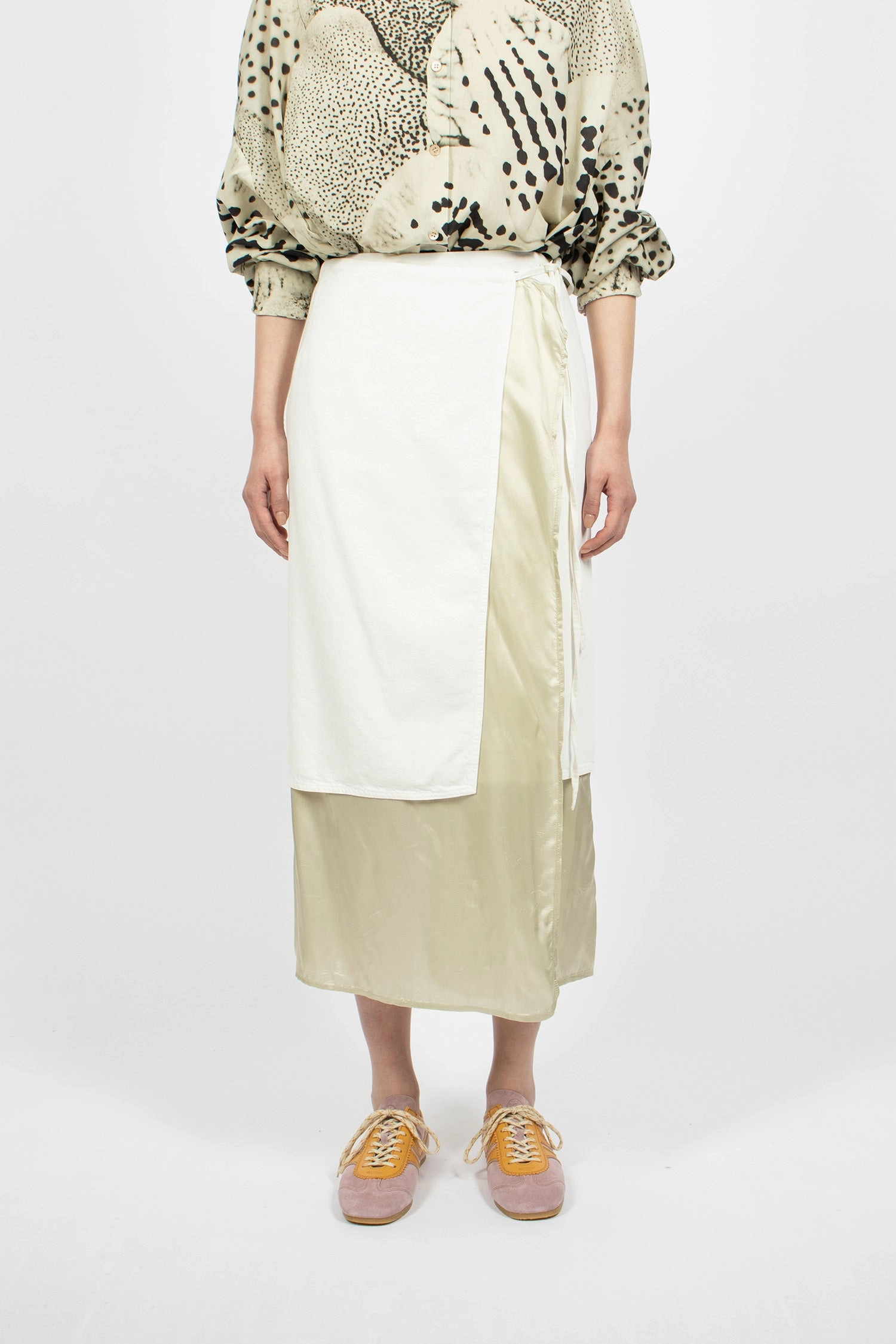 Denim Wrap Skirt Off-White