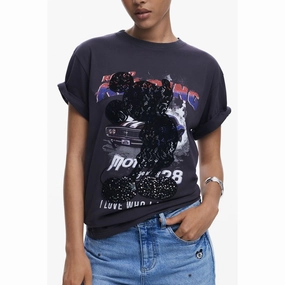 Desigual Black Cotton Women T-Shirt T Shirts Printed Near Me