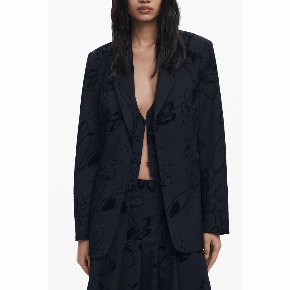 Desigual Black Polyester Women Jacket Short-sleeve Chef Coats