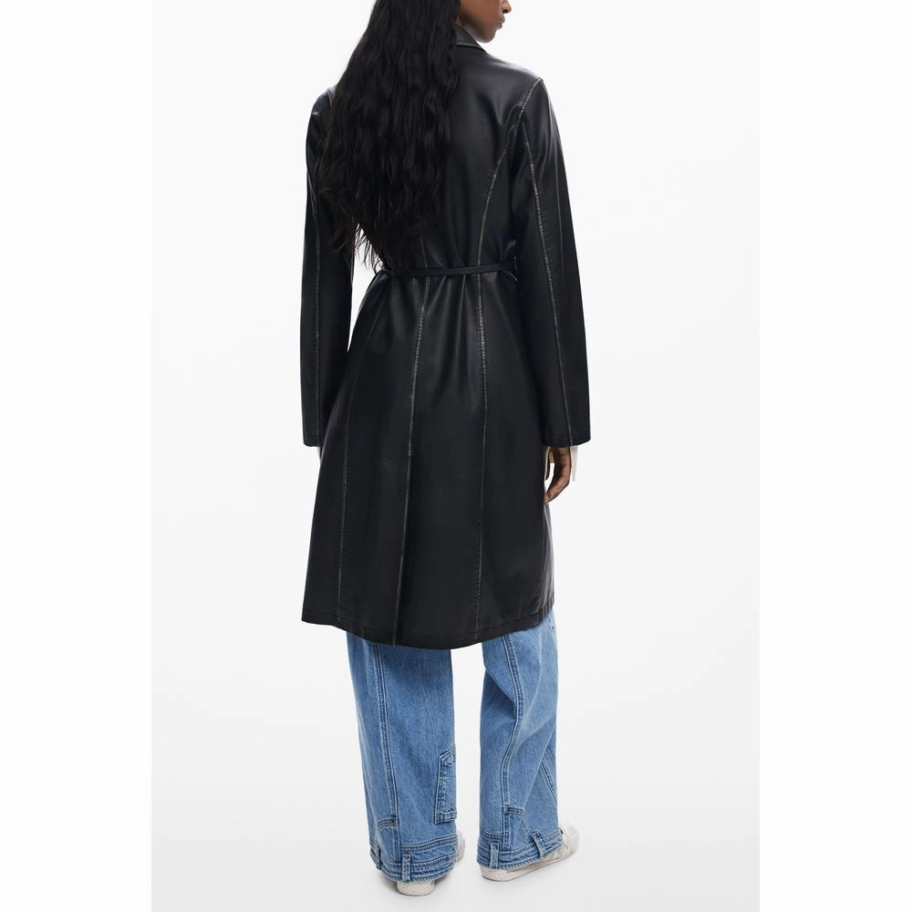 Desigual Black Polyethylene Women Coat Men In Coats