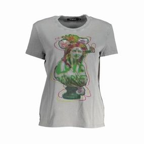 Desigual Gray Cotton Women T-Shirt Bulk Gildan T Shirts