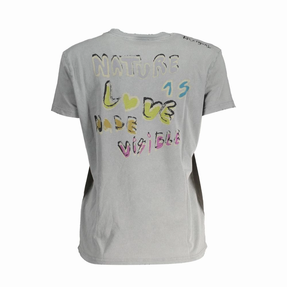 Desigual Gray Cotton Women T-Shirt Budweiser T Shirts