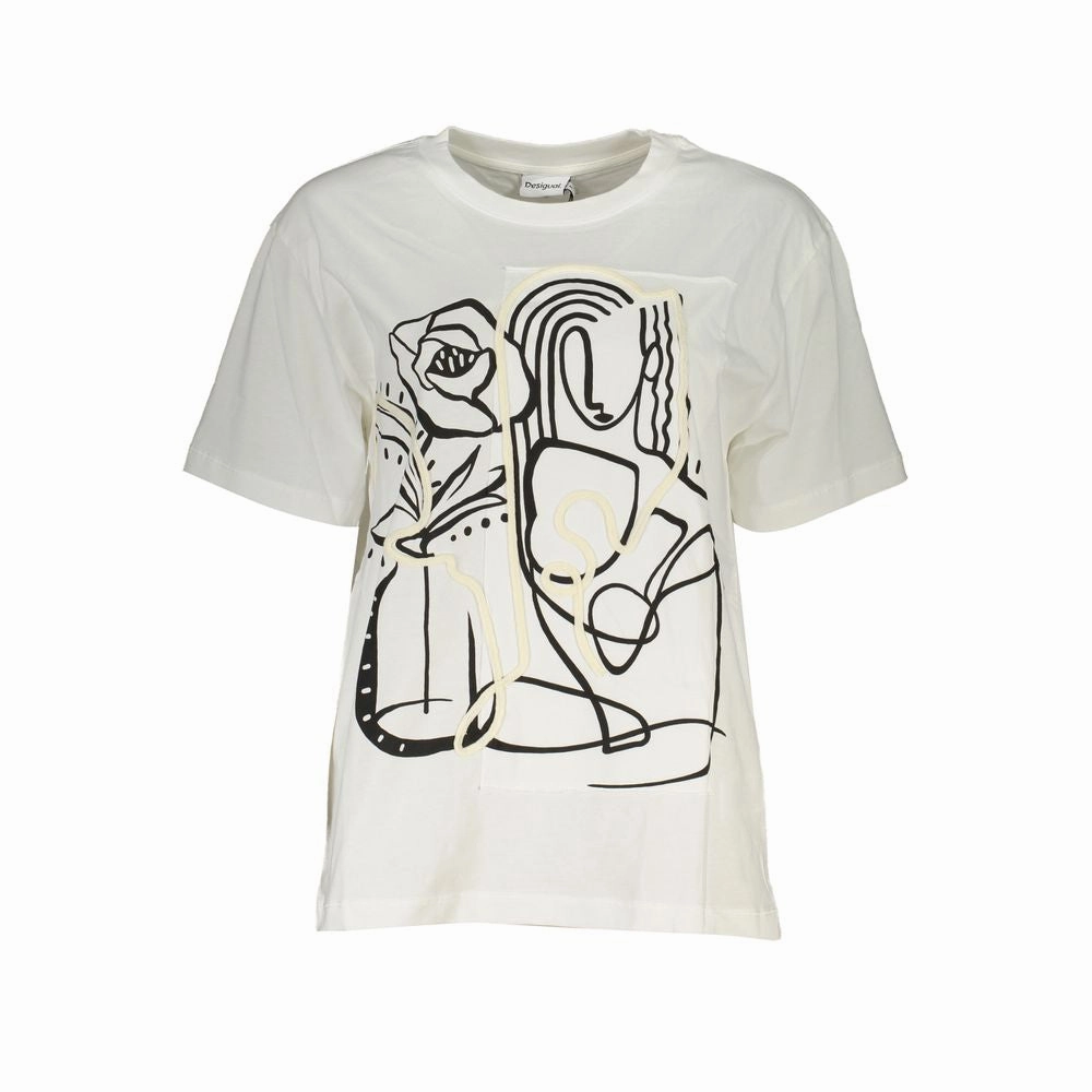 Desigual White Cotton Women T-Shirt Croft And Barrow T Shirts
