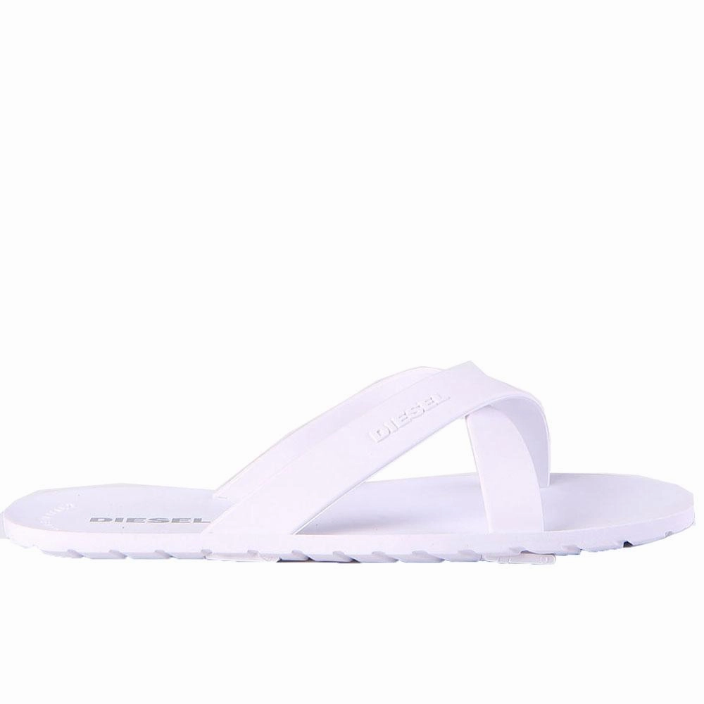Flip Flops And Achilles Tendonitis Diesel Plaja Wash White Strap Plastic Sandals