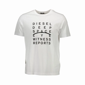 Diesel White Cotton Men T-Shirt Lobby T Shirts