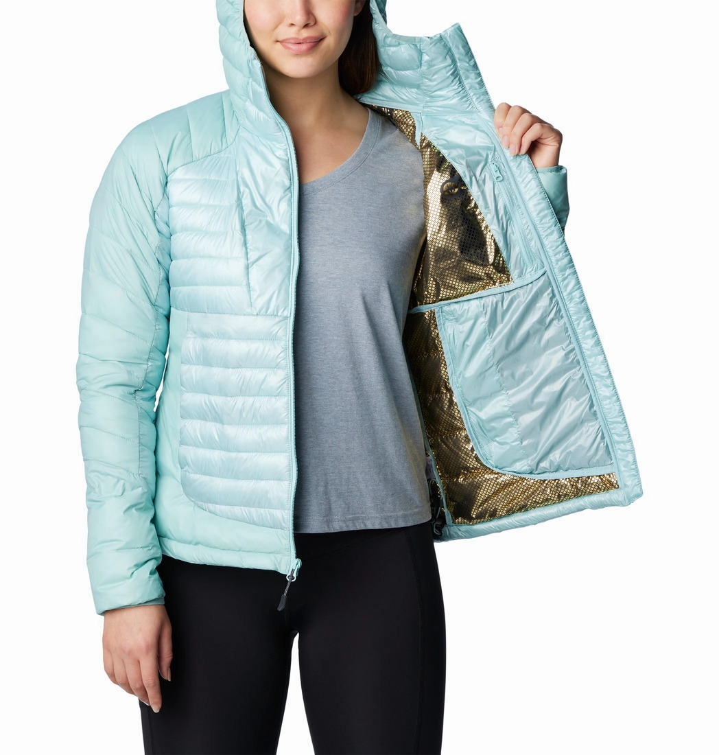 Columbia Women Blue Labyrinth Loop Hooded Jacket Pile Jackets