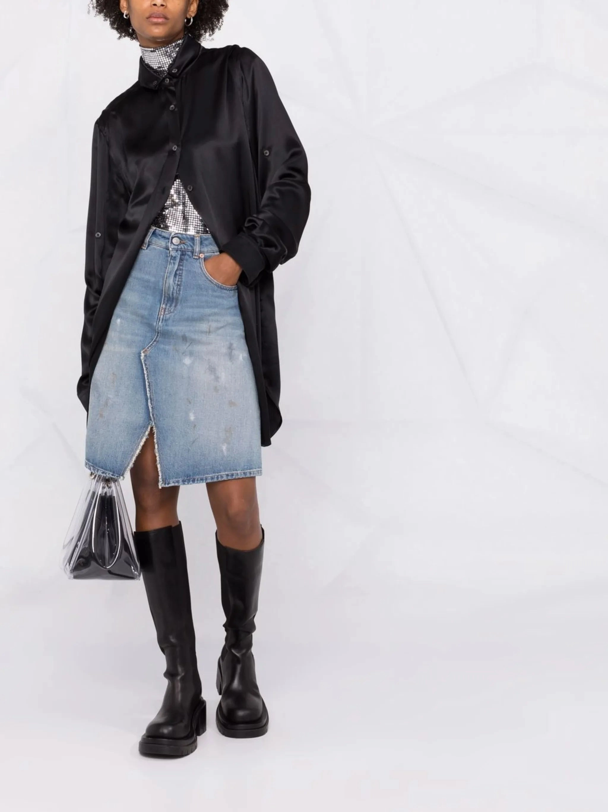 distressed A-line denim skirt Wedding Dress Alterations Near Me