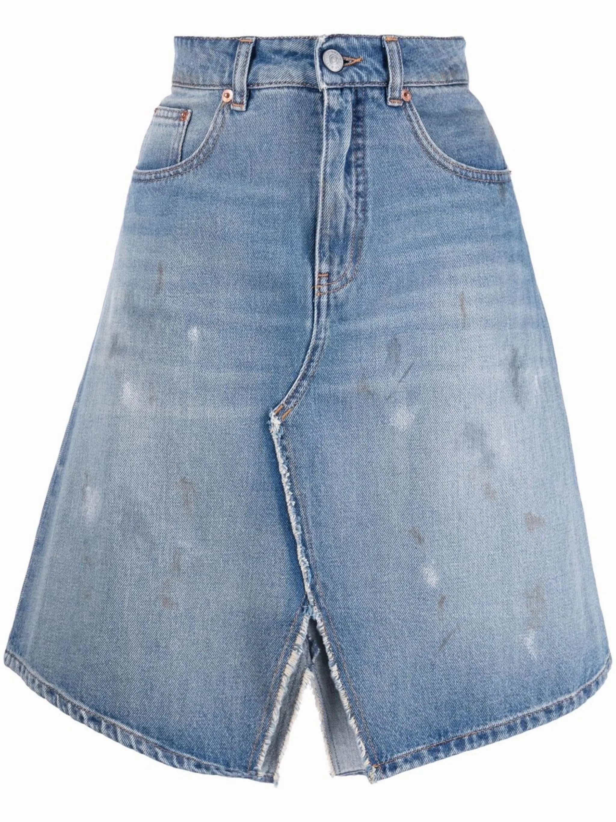 distressed A-line denim skirt Greek Style Dress