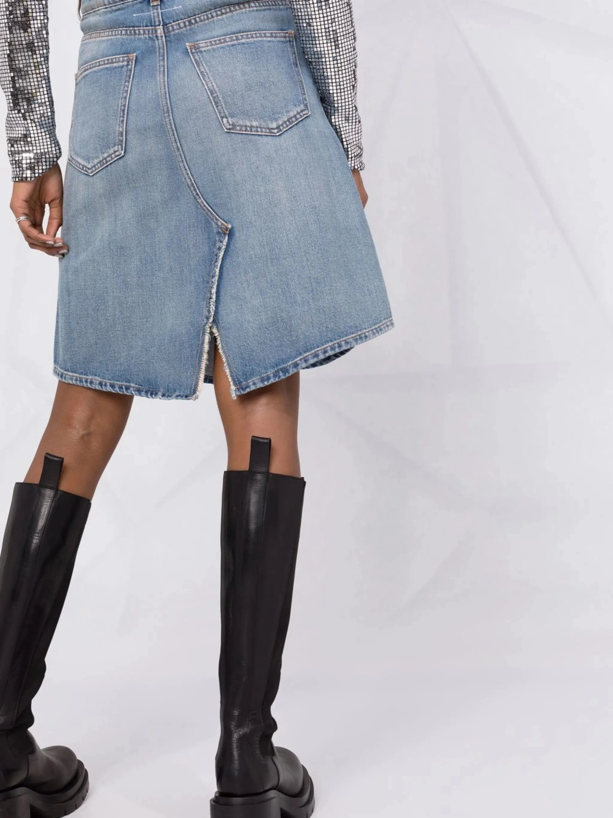 distressed A-line denim skirt Vintage 70s Dress