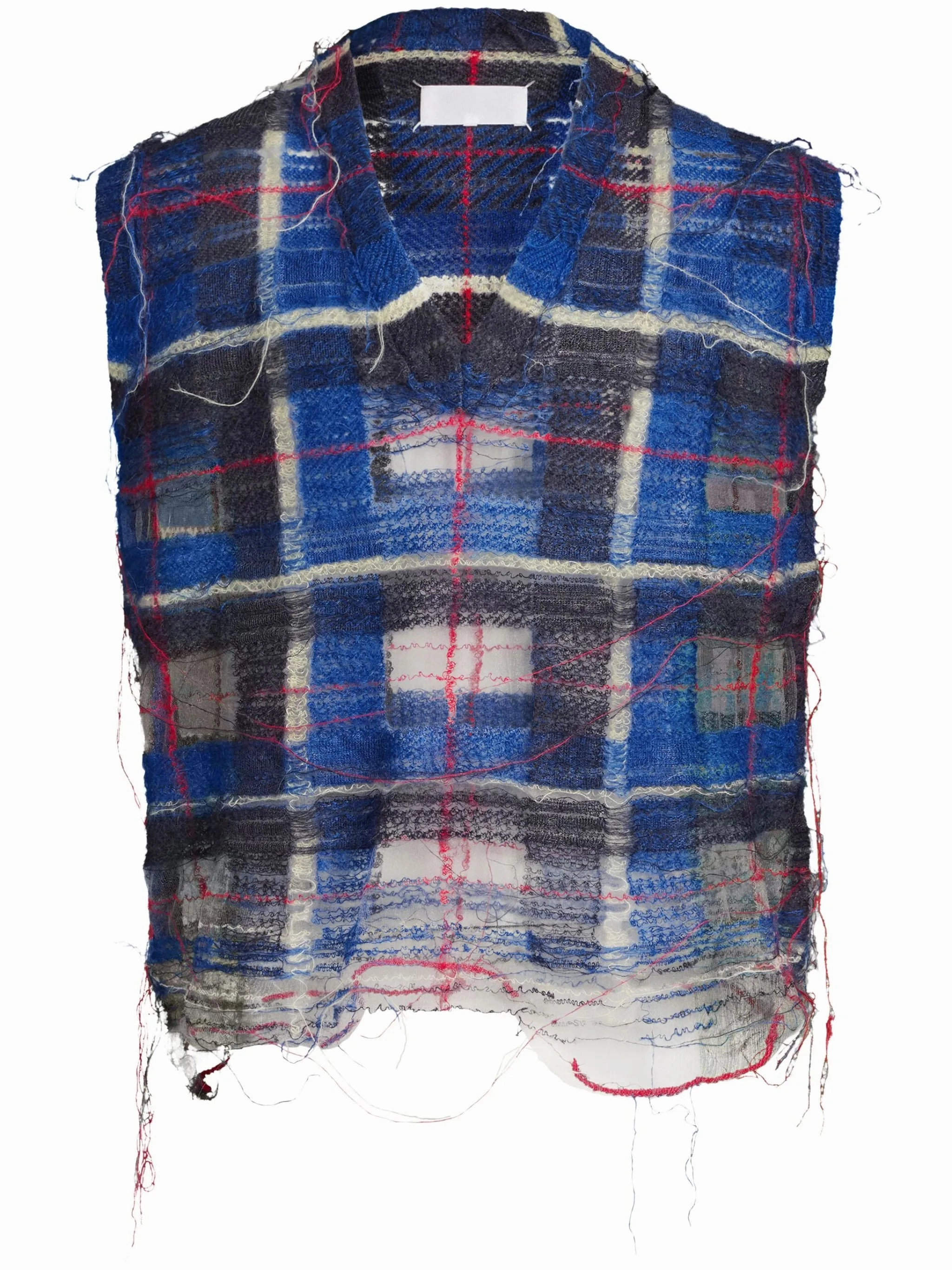 distressed checked tank top 90s Knitwear