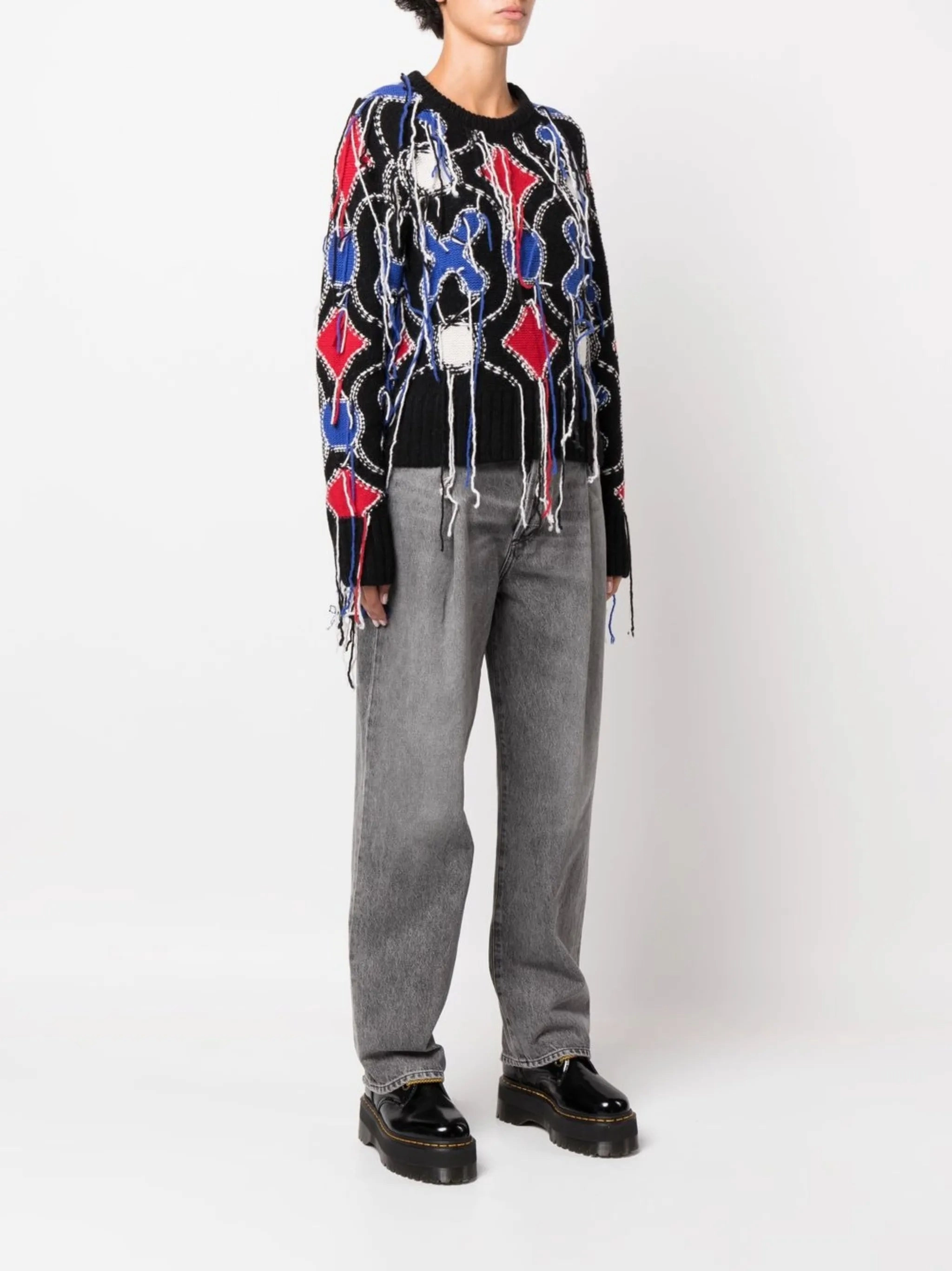 distressed-effect frayed jumper Knitwear House