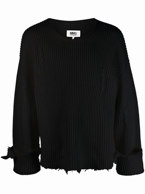 Stoffa Knitwear distressed ribbed jumper