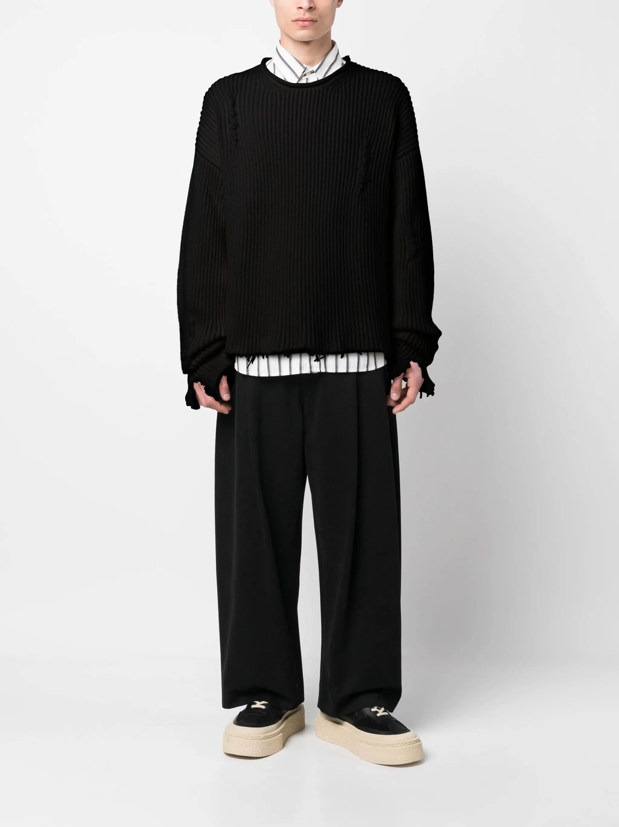 distressed ribbed jumper Scott Knitwear